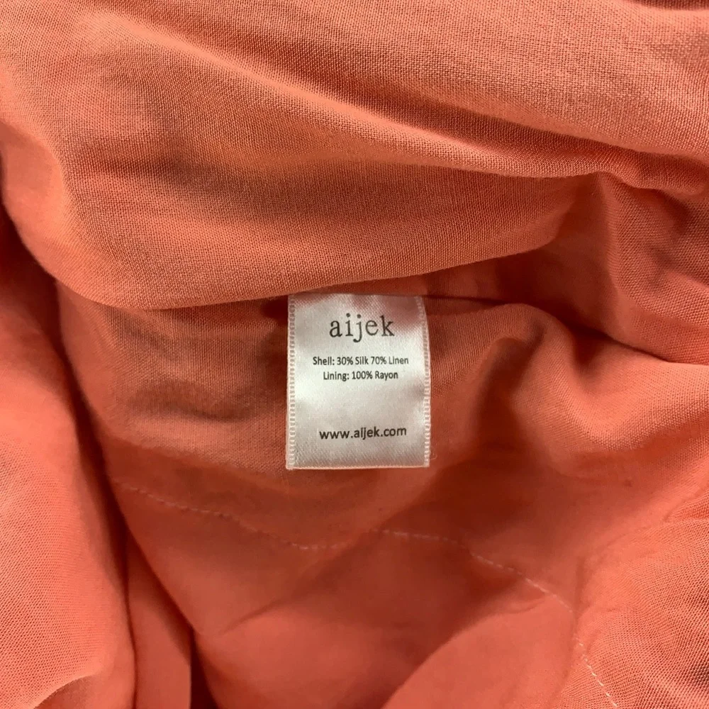 Women’s aijek salmon pinkish threaded silk linen blend tube top romper size 2 - Picture 4 of 4